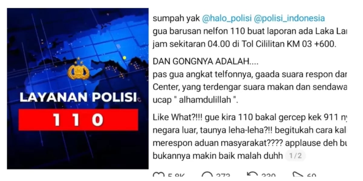 Police Call Center 110 Under Fire from Netizens, Response Deemed Slow