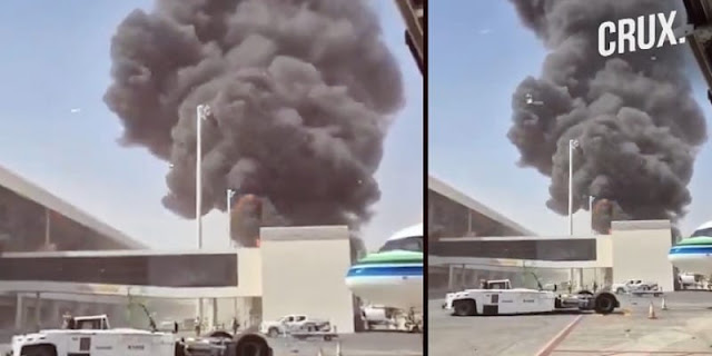 Houthi Serang Bandara Riyadh, Pesawat Saudia Terbakar