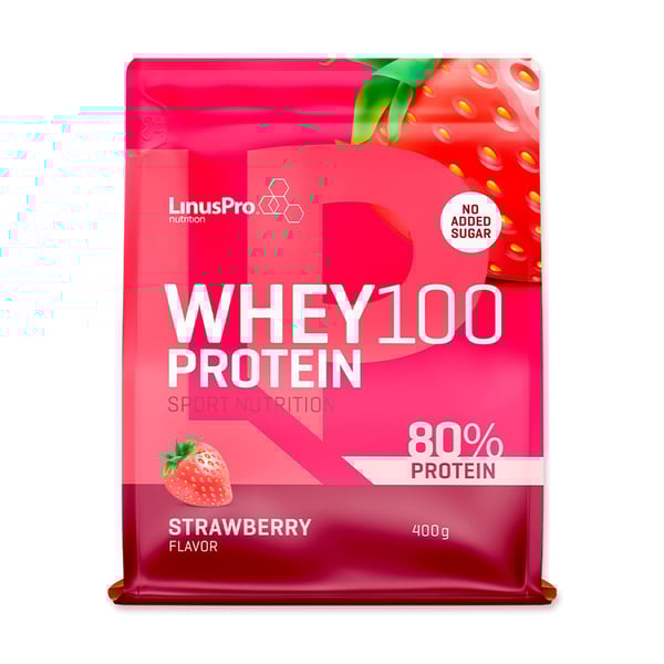 LinusPro Proteinpulver Whey100 Jordbær (400g)