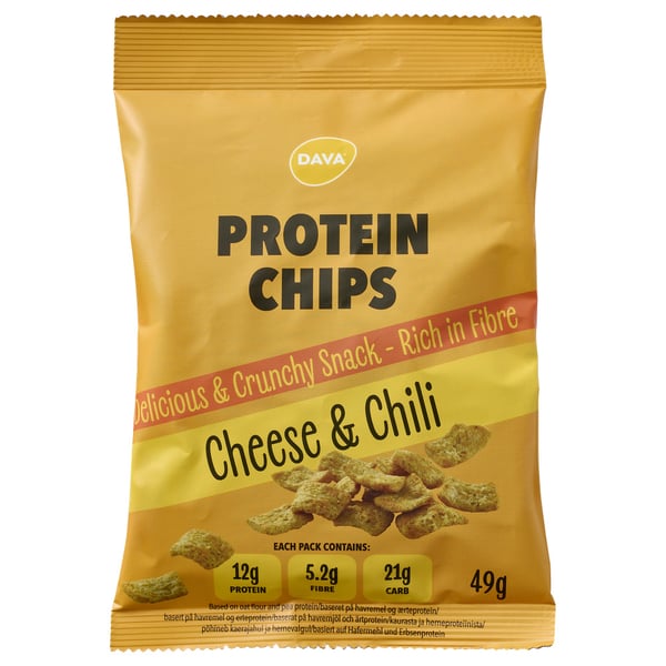 DAVA Protein Chips, Cheese & Chili (49g) - Protein snacks