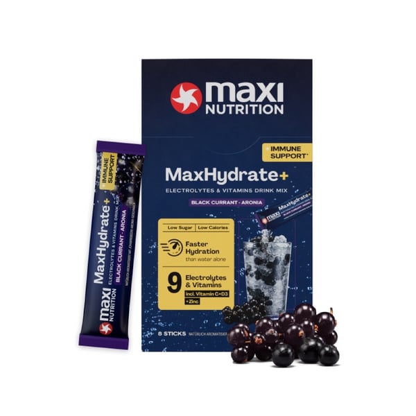 MaxiNutrition MaxHydrate+ Immune Support Electrolyte Drink - Black Currant-Aronia (8 x 16g) - Elektrolytter