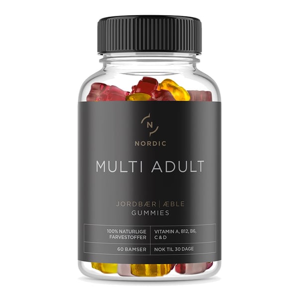 Nordic Life - Multivitamin Voksne- Jordbær/Æble Gummies (60 stk) - Proteindrik