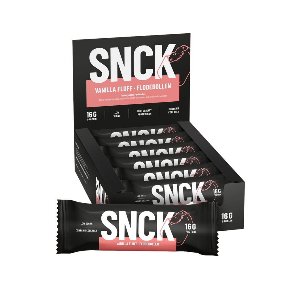 SNCK Proteinbar Vanilla Fluff - Flødebollen (12 x 55g)