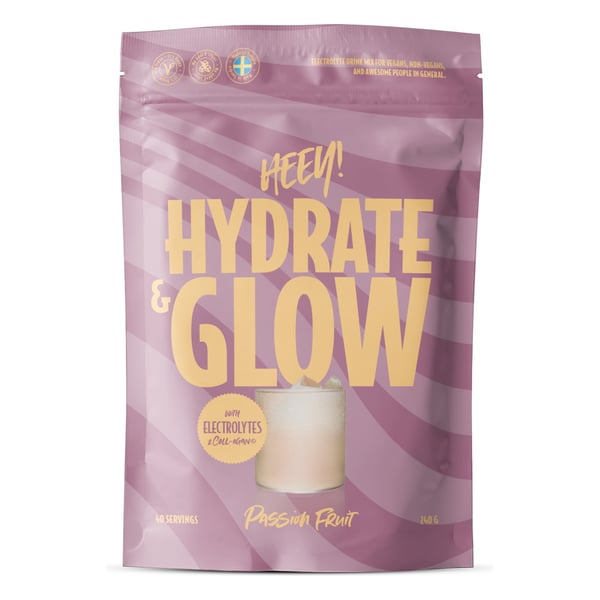 Heey! Hydrate & Glow Electrolytes + Coll-egan - Passionfruit (240g) - Elektrolytter
