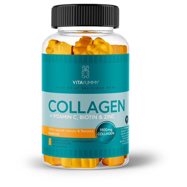 VitaYummy Collagen + Vitamin C, Biotin & Zinc - Papaya (60 stk / 150g) - Vitaminer