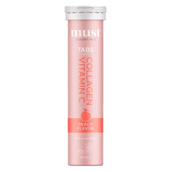 Must Collagen & Vitamin C Tabs - Peach (20 stk)