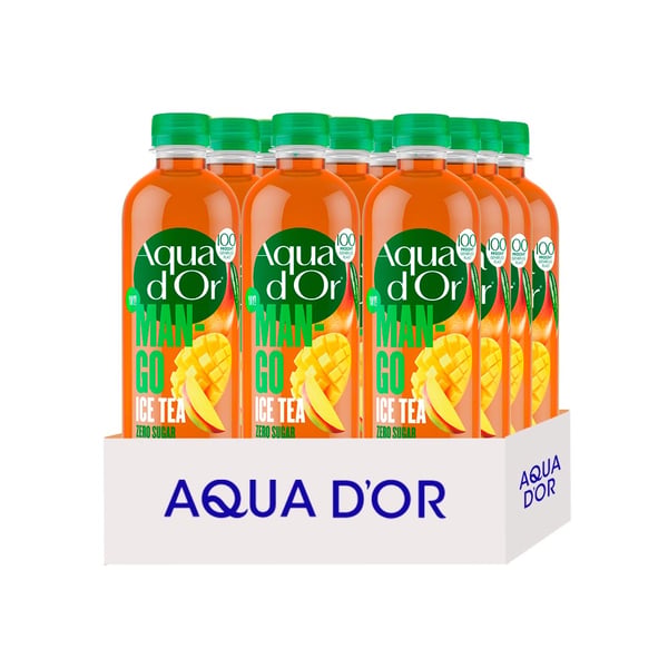 Aquador Ice Tea Mango Zero Sugar (12 x 500 ml) - Læskedrik