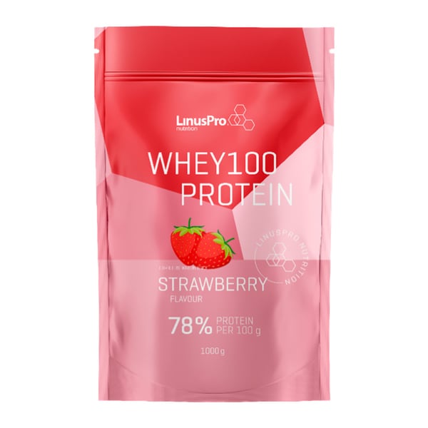 LinusPro Proteinpulver Whey100 Jordbær (1000g)