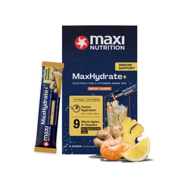 MaxiNutrition MaxHydrate+ Immune Support Electrolyte Drink - Ginger-Orange (8 x 16g) - Elektrolytter