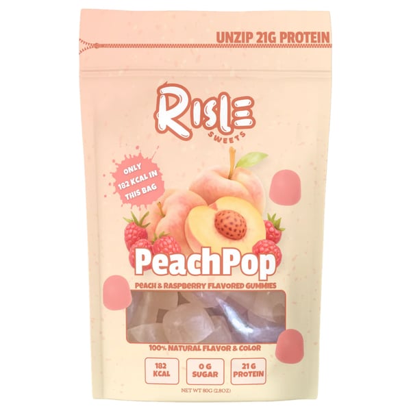 Risle Sweets, Protein slik - Peach Pop (80g) - Slik