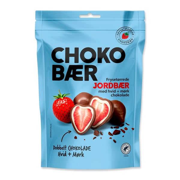Nordthy Chokobær Jordbær Hvid & Mørk (90g) - Slik