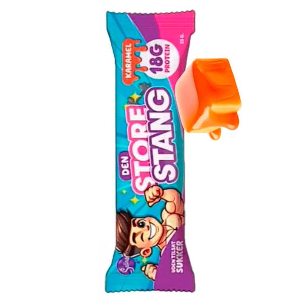Salinas Proteinbar Den Store Stang - Karamel u. tilsat sukker (12 x 55g)