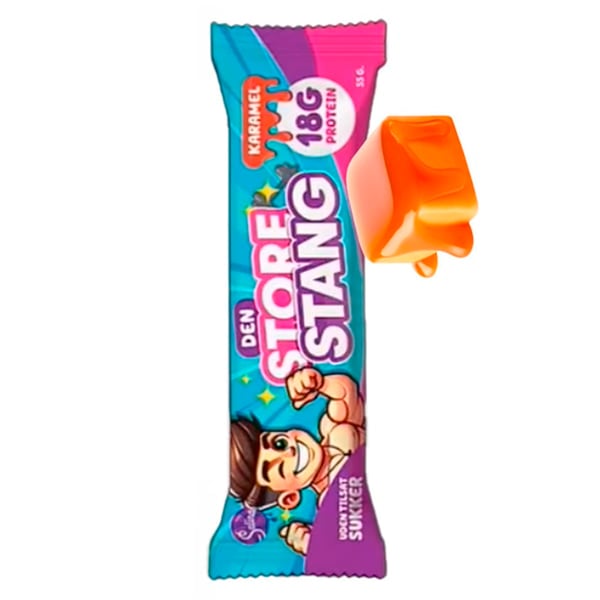 Salinas Proteinbar Den Store Stang - Karamel u. tilsat sukker (12 x 55g)