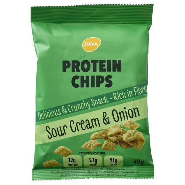 DAVA Protein Chips, Sour Cream & Onion (49g) - Protein snacks