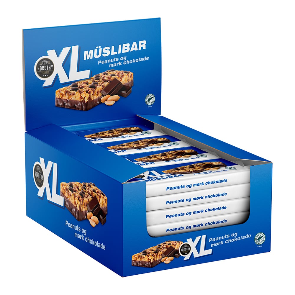 XL Müsli Bar Peanuts & Mørk Chokolade (24 x 50g)