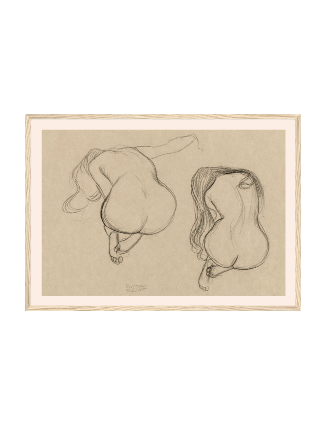 Two Studies of a Seated Nude with Long Hair