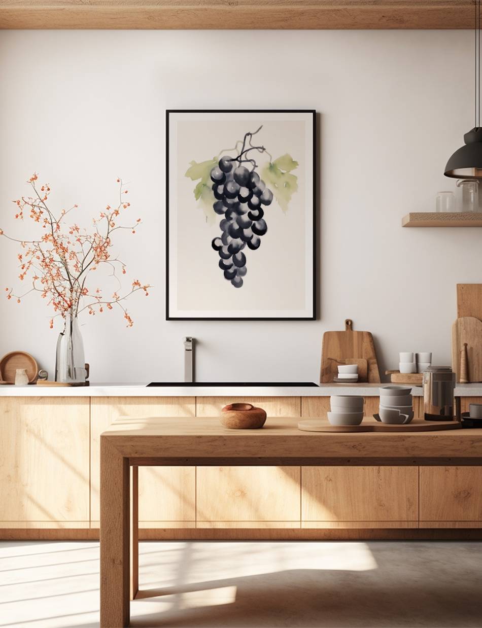 A Watercolor Study of Grapes