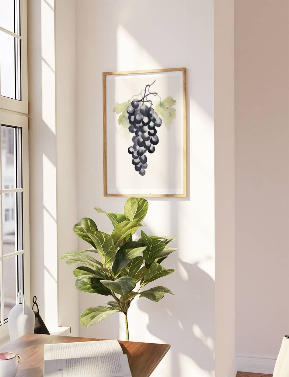 A Watercolor Study of Grapes
