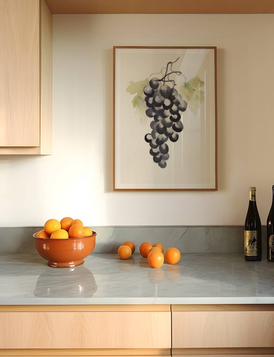 A Watercolor Study of Grapes