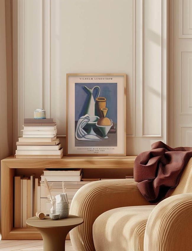 Arrangement with Watering Can, Towel and Jars - Vilhelm Lundstrøm