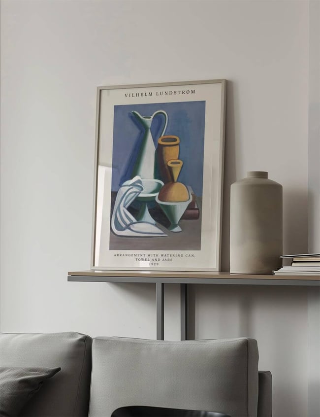 Arrangement with Watering Can, Towel and Jars - Vilhelm Lundstrøm