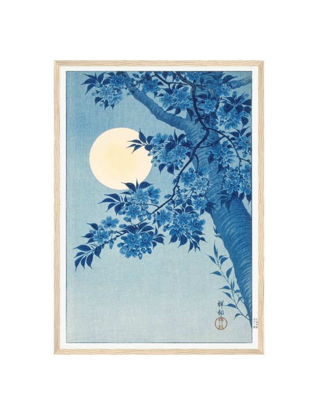 Blossoming Cherry on a Moonlit Night - Ohara Koson
