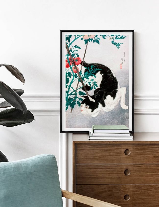 Cat with Tomato Plant - Hiroaki Takahashi