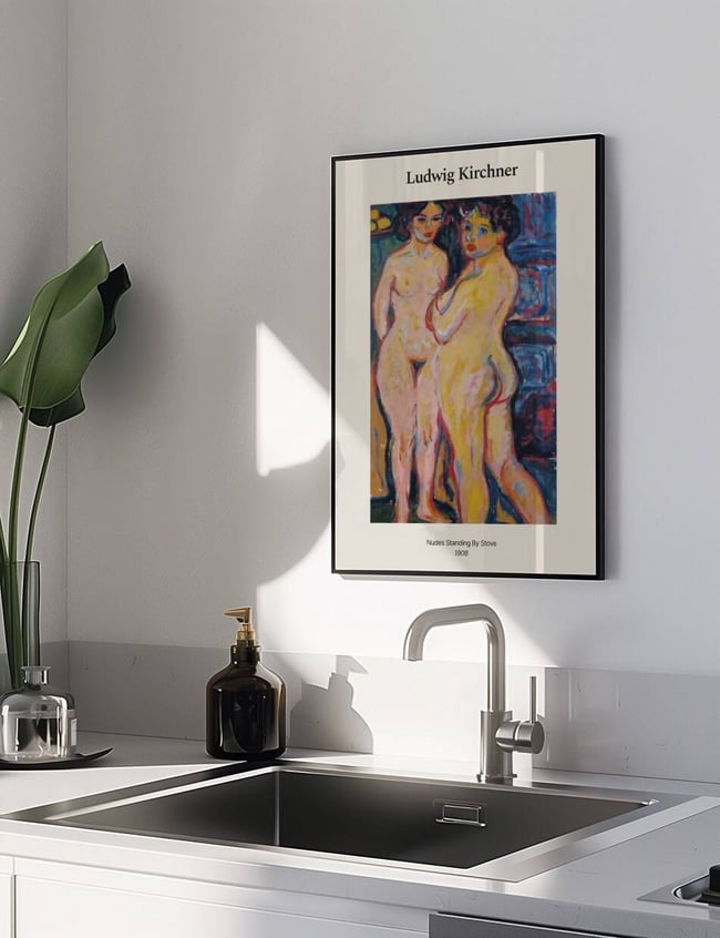 Nudes Standing by Stove - Ernst Ludwig Kirchner