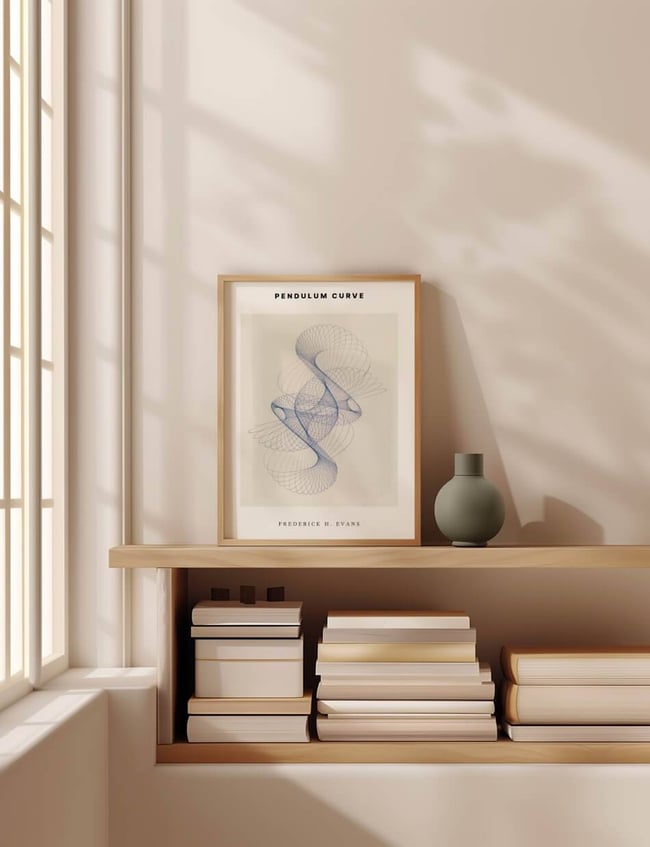 Blå Pendulum Curve Plakat