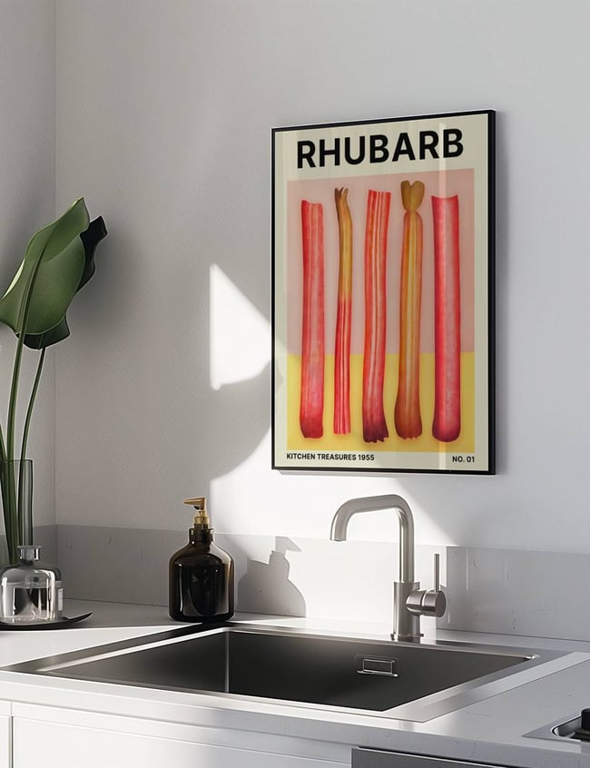 Rhubarb plakat til køkkenet