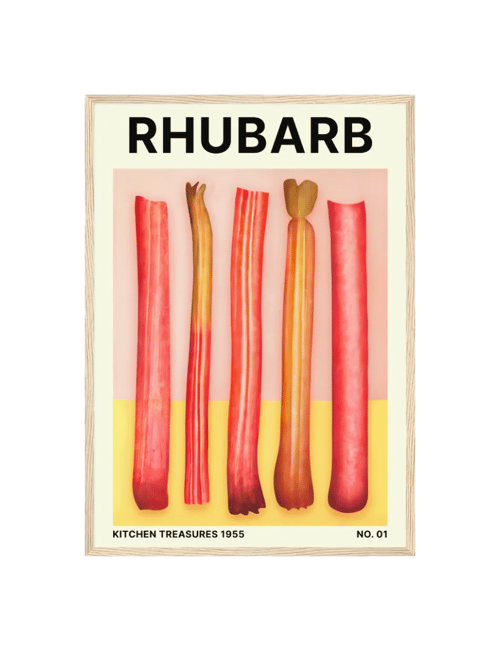Farverig Rhubarb og Rabarber plakat