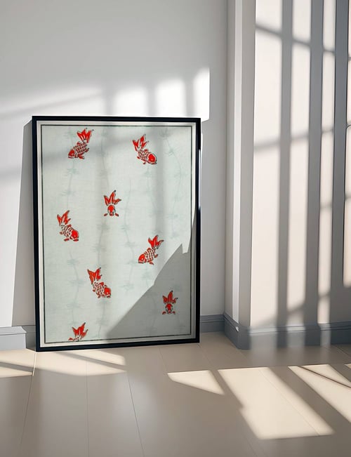 A framed picture in a room