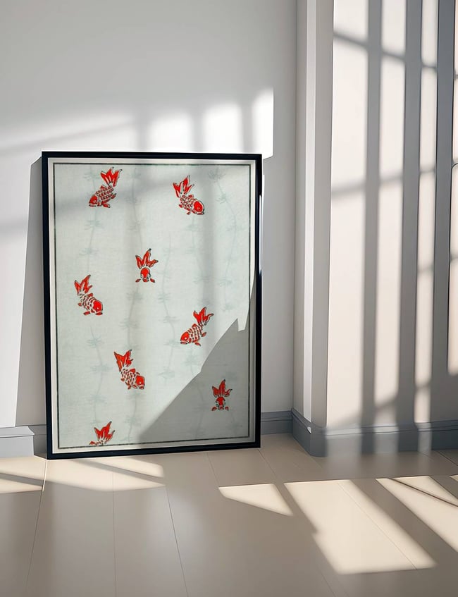 A framed picture in a room