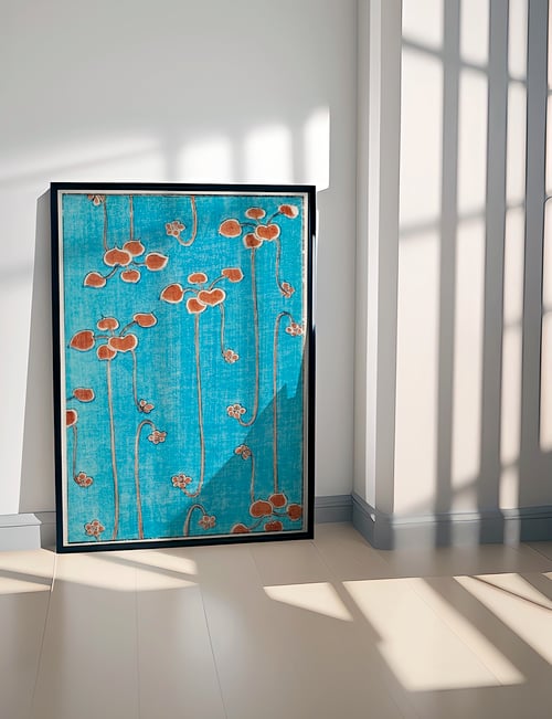 A framed picture in a room