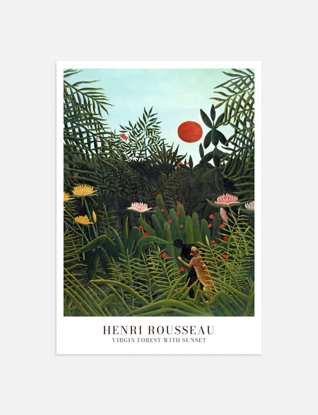 Virgin Forest with Sunset - Henri Rousseau