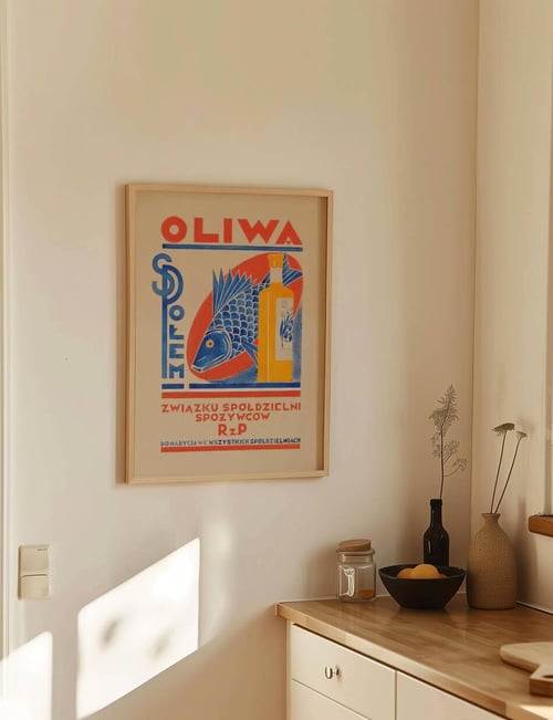 Oliwa plakat fra Printscharming i køkken - a Gastronomic Duo