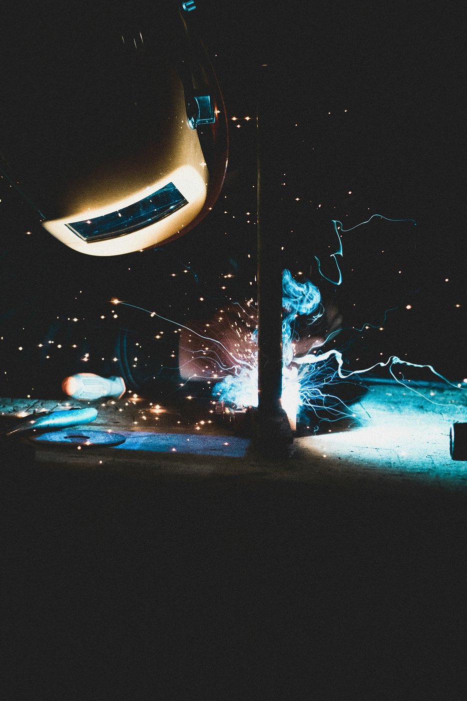 Welding sparks in the shop