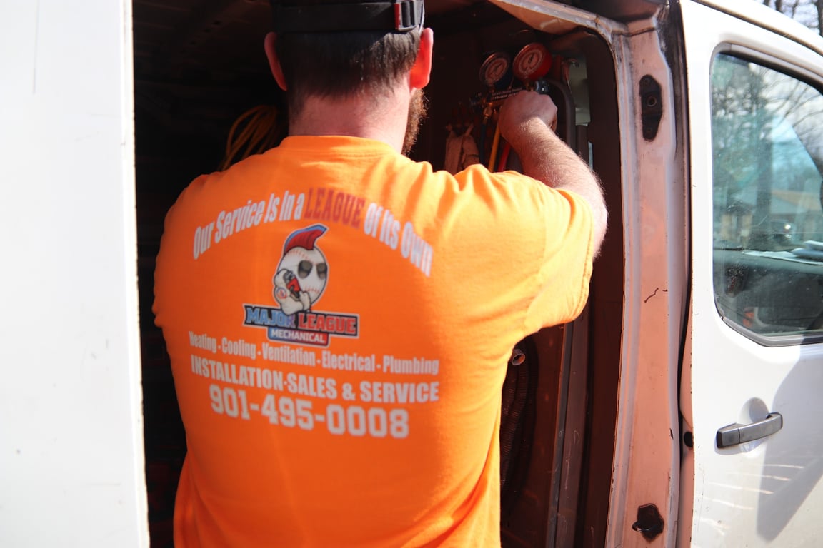Technician responding to an HVAC emergency
