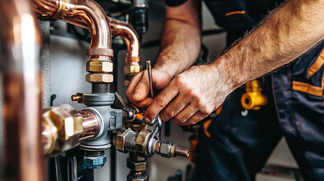 Commercial plumbing and construction job site