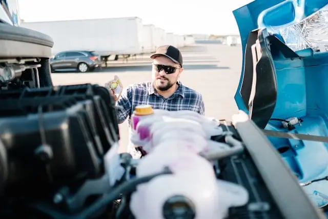 Diesel mechanic at work