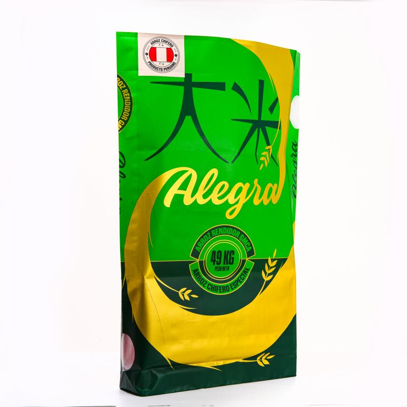 49kg Heavy Duty BOPP Laminated PP Woven Rice Bag with High-Gloss Printing 