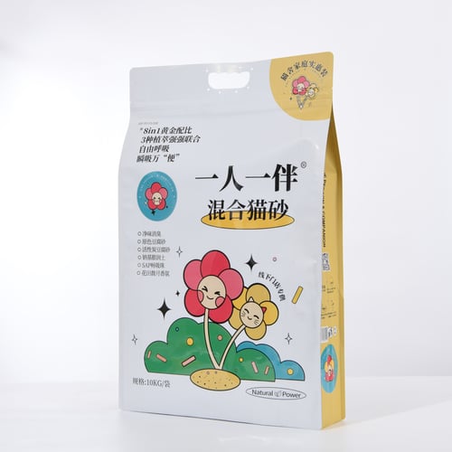 -Seal Bag with Handle for Mixed Cat Litter – Cartoon Design, High Barrier