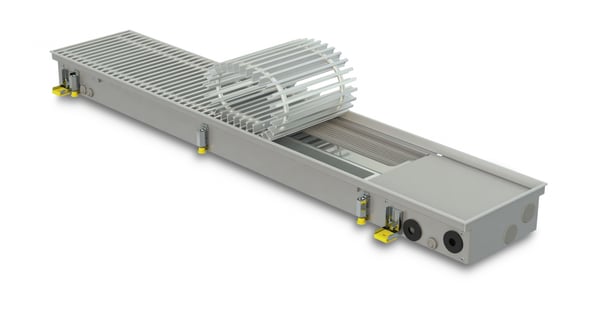 Trench heater with fan FH4-H 209-ALS with roll-up silver colour aluminium grille