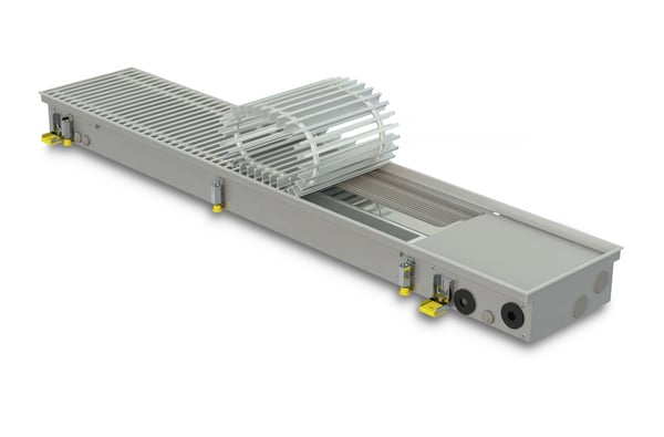 Trench heater with fan FH4-H 85-ALS with roll-up silver colour aluminium grille