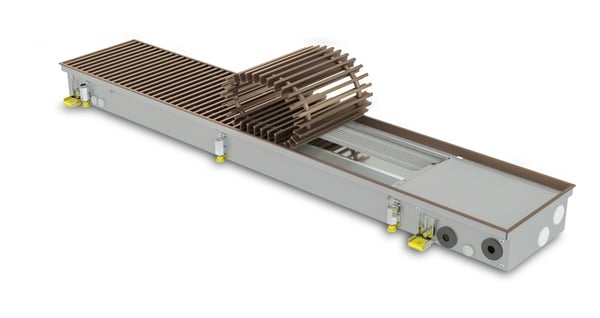 Trench heater with fan FH4-H 209-AL10 with roll-up brown colour aluminium grille