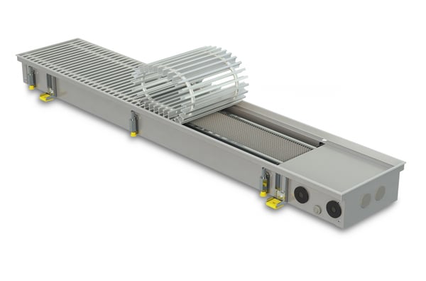 Trench heater with natural convection FC 120-32-15-ALS with roll-up silver colour aluminium grille