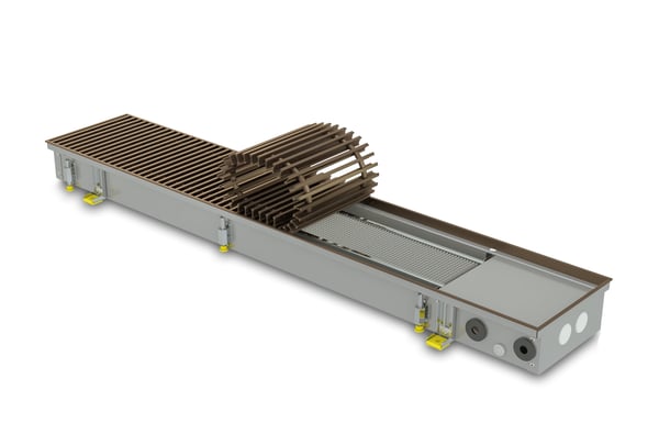 Trench heater with natural convection FC 80-22-15-AL10 with roll-up brown colour aluminium grille