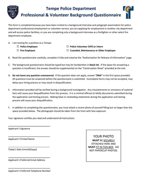 Tempe, Arizona Tempe Police Department Professional & Volunteer