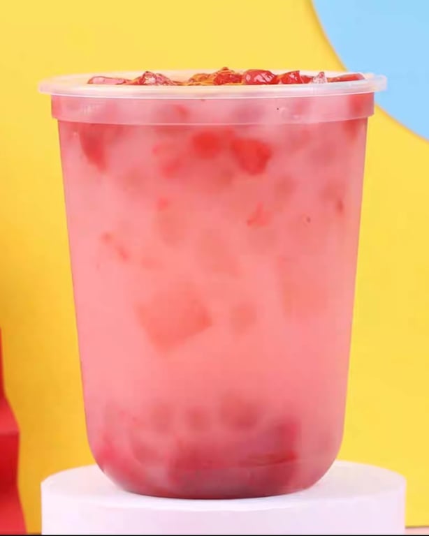 Strawberry Yakult with Crystal Boba
