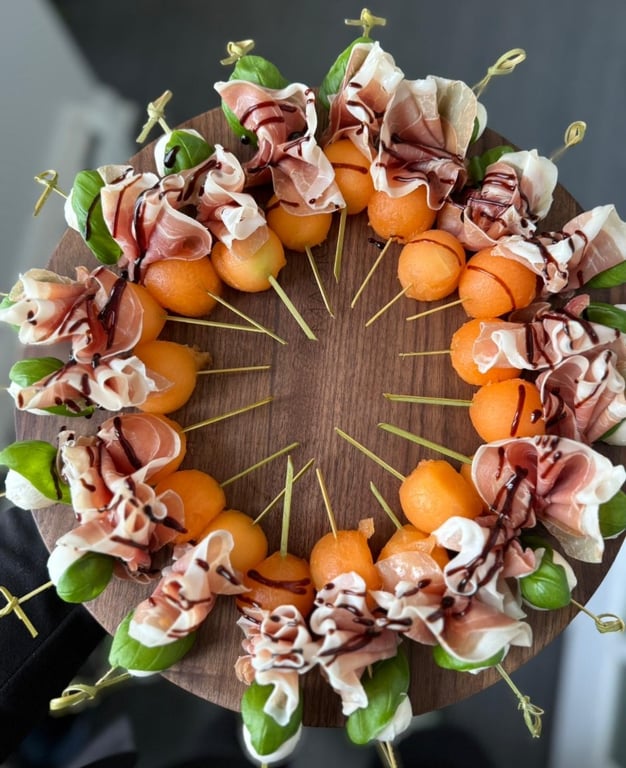 Brochette prosciutto melon